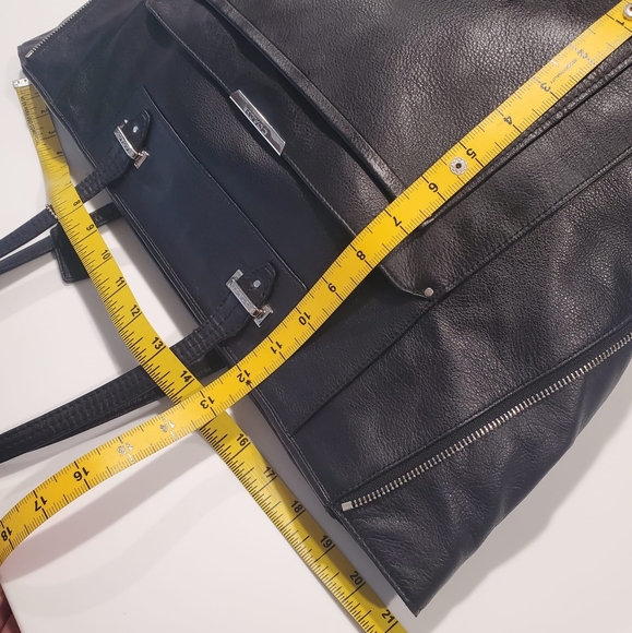 Coach Large Black Leather Taylor Tote, Silver Hardware - Picture 3 of 16